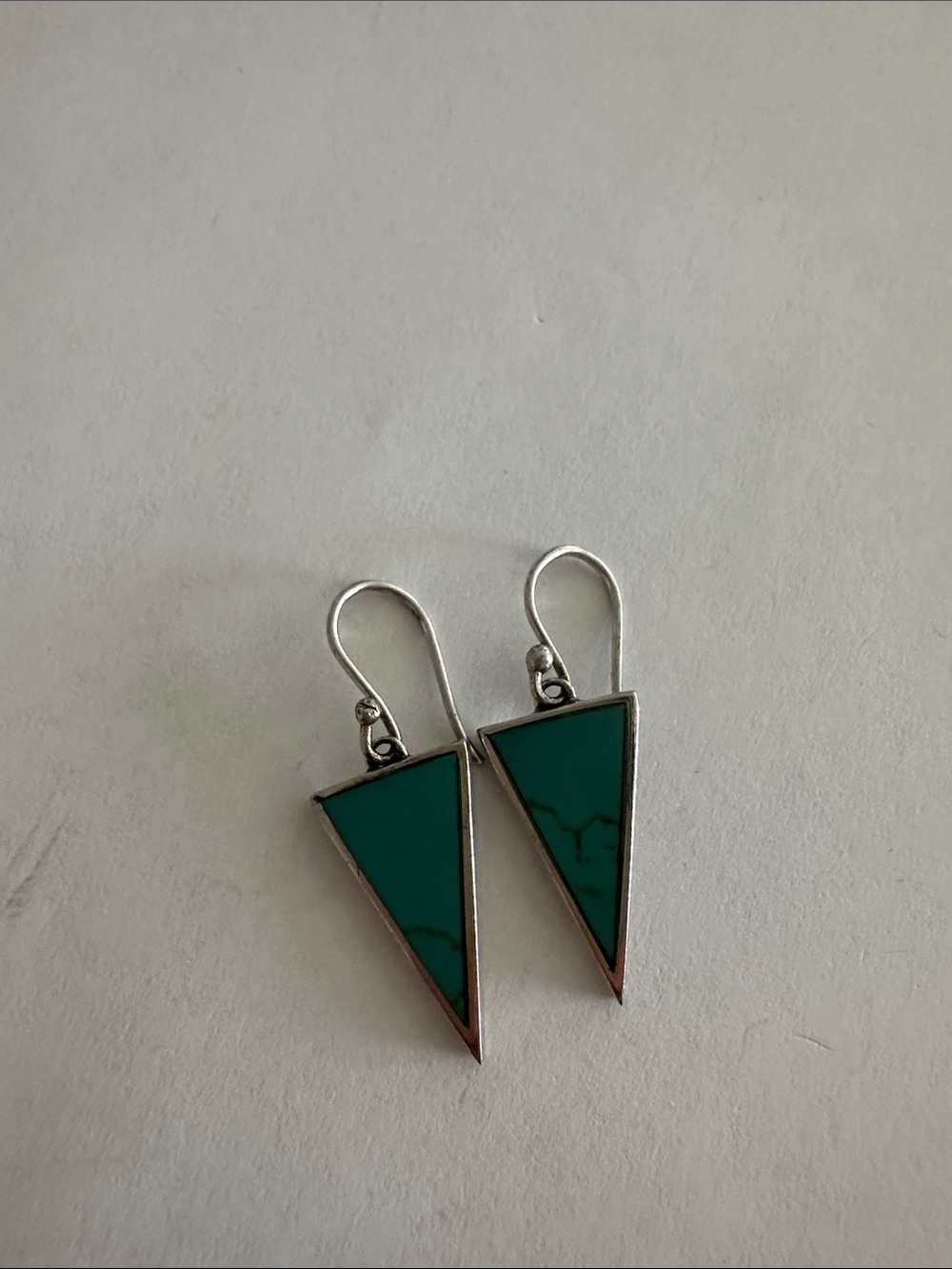 Triangle Turquoise Drop Earrings - Sterling-Style Women’s Jewelry 925
